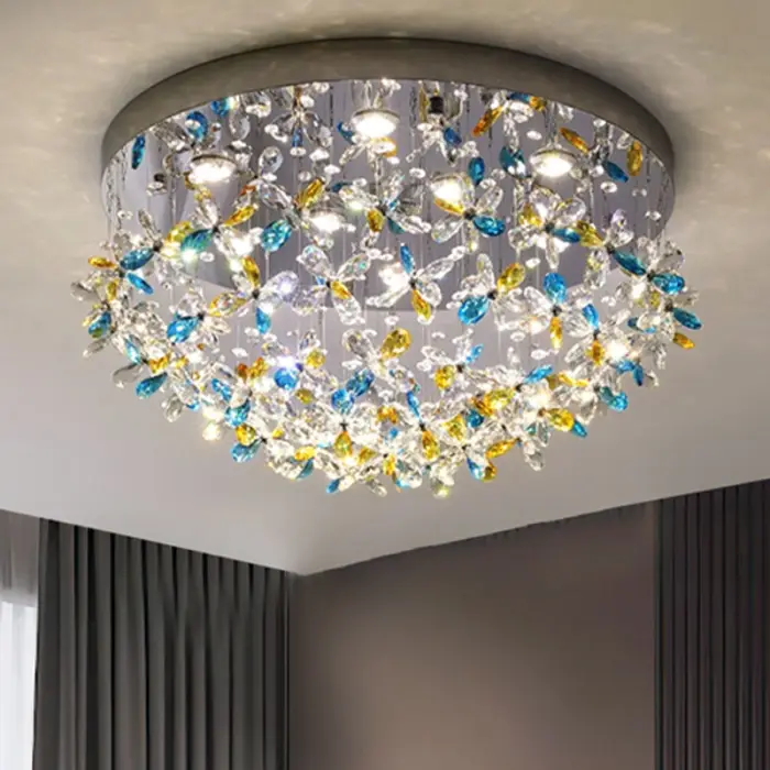 Modern LED Ceiling Light Fixture Living Room Hotel Corridor Foyer Ceiling Light Crystal Round Chandelier — image 4