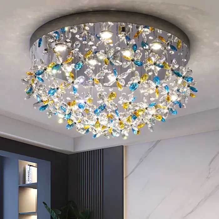 Modern LED Ceiling Light Fixture Living Room Hotel Corridor Foyer Ceiling Light Crystal Round Chandelier — image 5