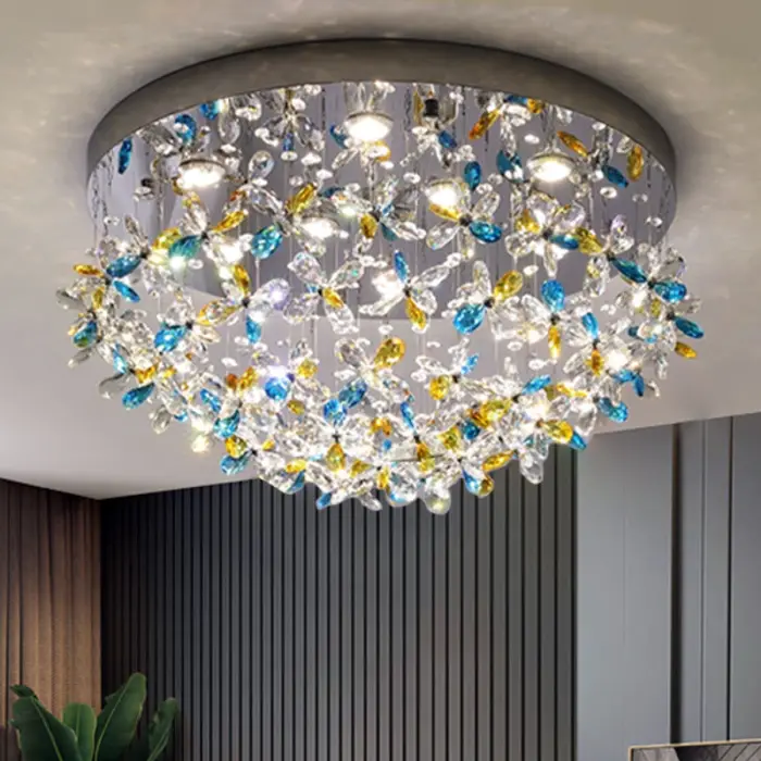Modern LED Ceiling Light Fixture Living Room Hotel Corridor Foyer Ceiling Light Crystal Round Chandelier — image 6