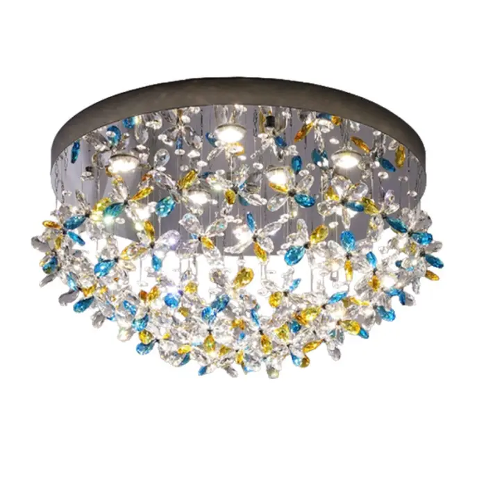 Modern LED Ceiling Light Fixture Living Room Hotel Corridor Foyer Ceiling Light Crystal Round Chandelier — image 7
