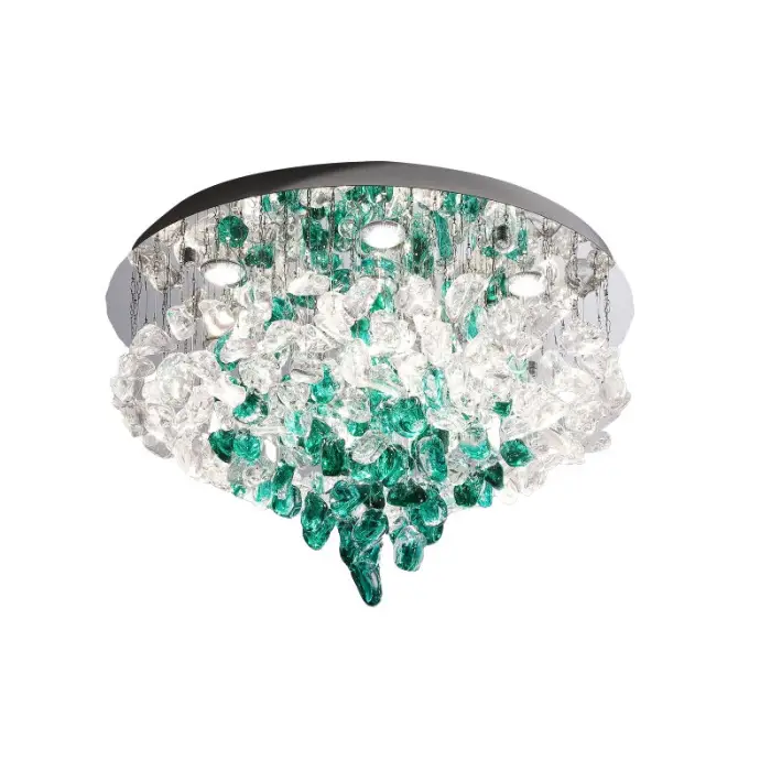 Modern Living Room LED Color Crystal Hanging Chandelier Luxury Large Green Crystal Stone Chandelier Loft Bedroom Ceiling Light — image 7