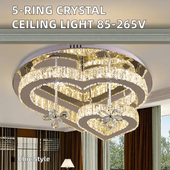 Modern Crystal Ceiling Light for Bedroom Living Room 85-265V Surface Mounted LED Stainless Steel for Dining Room Ceiling Lamp — image 6