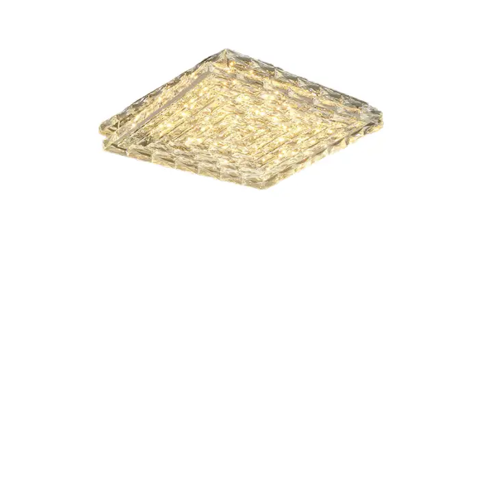 Modern European Stainless Steel LED Ceiling Light Luxury Rectangular Crystal Hotel Lobby Dining Room Living Room Ceiling Light — image 7