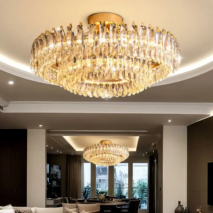 Nordic Luxury Crystal Ceiling Lamp Villa Large Hall Living Room Dining Room Ceiling Light Interior Home Decor Fixture — image 3