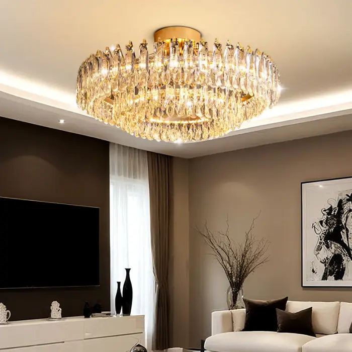 Nordic Luxury Crystal Ceiling Lamp Villa Large Hall Living Room Dining Room Ceiling Light Interior Home Decor Fixture — image 5