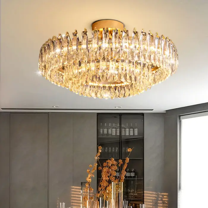 Nordic Luxury Crystal Ceiling Lamp Villa Large Hall Living Room Dining Room Ceiling Light Interior Home Decor Fixture — image 6