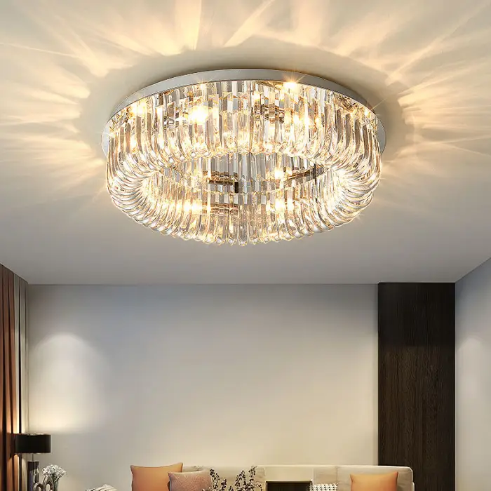 Modern Minimalist AC LED Ceiling Light Luxury Crystal Fixture Stainless Steel IP65 for Hotel Bedroom Living Dining Rooms — image 4