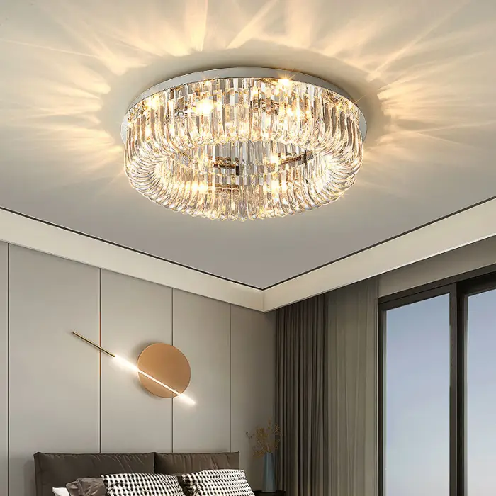 Modern Minimalist AC LED Ceiling Light Luxury Crystal Fixture Stainless Steel IP65 for Hotel Bedroom Living Dining Rooms — image 6