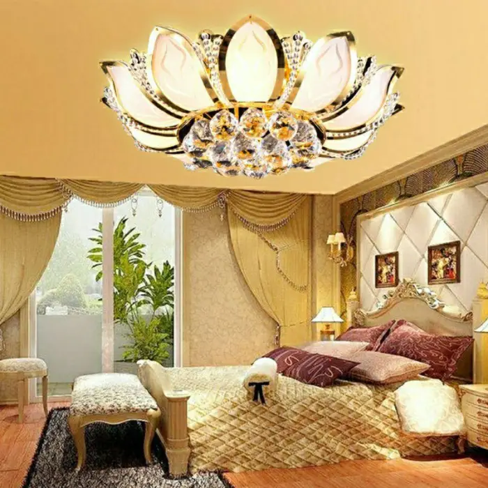 Modern Style Luxury Iron Crystal Nordic Ceiling Light with LED Gold Finish Middle Size for Living Room Villa Hotel Use — image 5