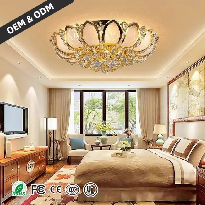 Modern Style Luxury Iron Crystal Nordic Ceiling Light with LED Gold Finish Middle Size for Living Room Villa Hotel Use — image 6