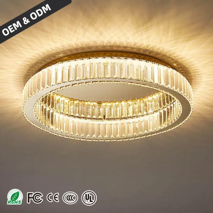 Round Crystal Ceiling Lamp Modern High-end Luxury Villa Living Room LED Interior Decoration Ceiling Lamp — image 3