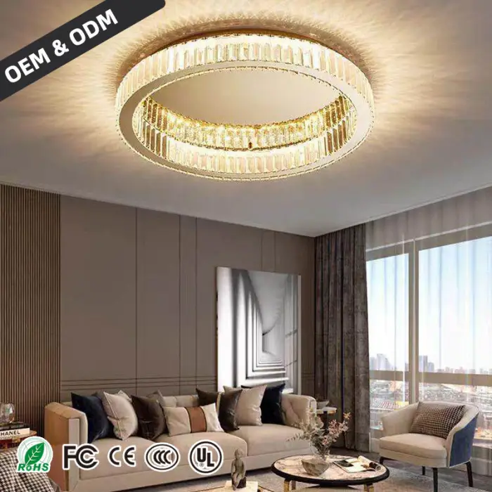 Round Crystal Ceiling Lamp Modern High-end Luxury Villa Living Room LED Interior Decoration Ceiling Lamp — image 5