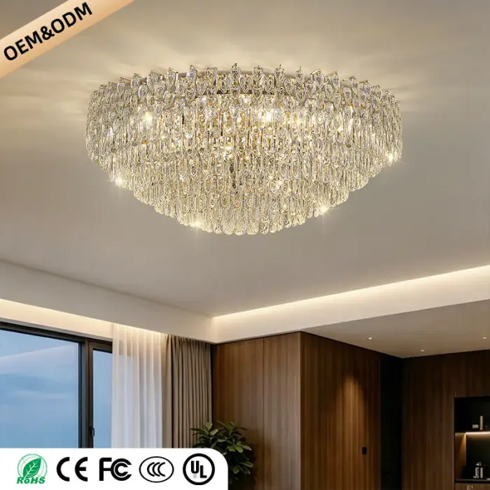 Modern Luxury Ceiling Light Gold Pendant Lamp Villa Living Room Dining Bedroom Suspension Light Indoor Design Crystal Chandelier — image 3