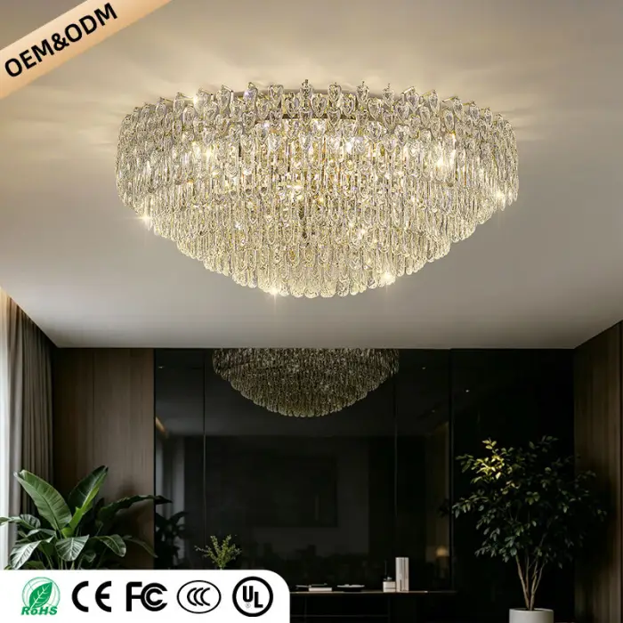 Modern Luxury Ceiling Light Gold Pendant Lamp Villa Living Room Dining Bedroom Suspension Light Indoor Design Crystal Chandelier — image 5