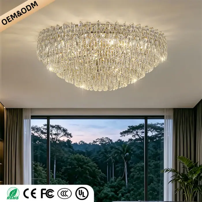 Modern Luxury Ceiling Light Gold Pendant Lamp Villa Living Room Dining Bedroom Suspension Light Indoor Design Crystal Chandelier — image 6