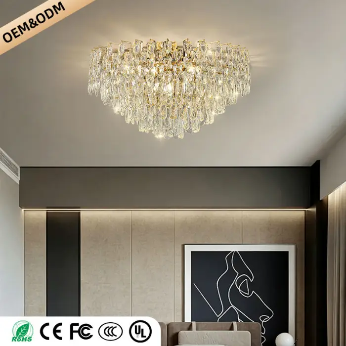 Modern Luxury Ceiling Light Gold Pendant Lamp Villa Living Room Dining Bedroom Suspension Light Indoor Design Crystal Chandelier — image 7