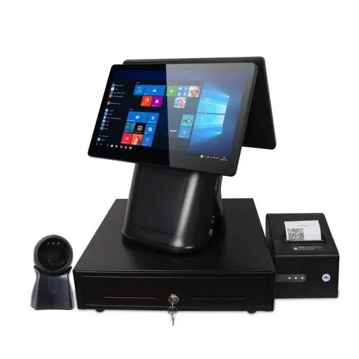 FHD 15.6+15.6 All in One System Pure Touch Pos Payment Pos Printer With Scanner Printer — image 6