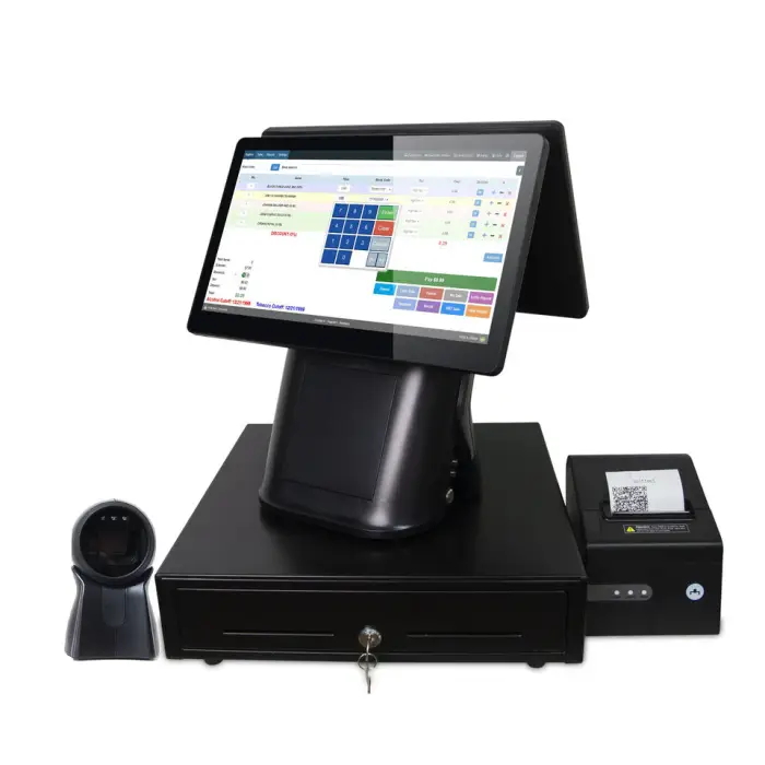 FHD 15.6+15.6 All in One System Pure Touch Pos Payment Pos Printer With Scanner Printer — image 7