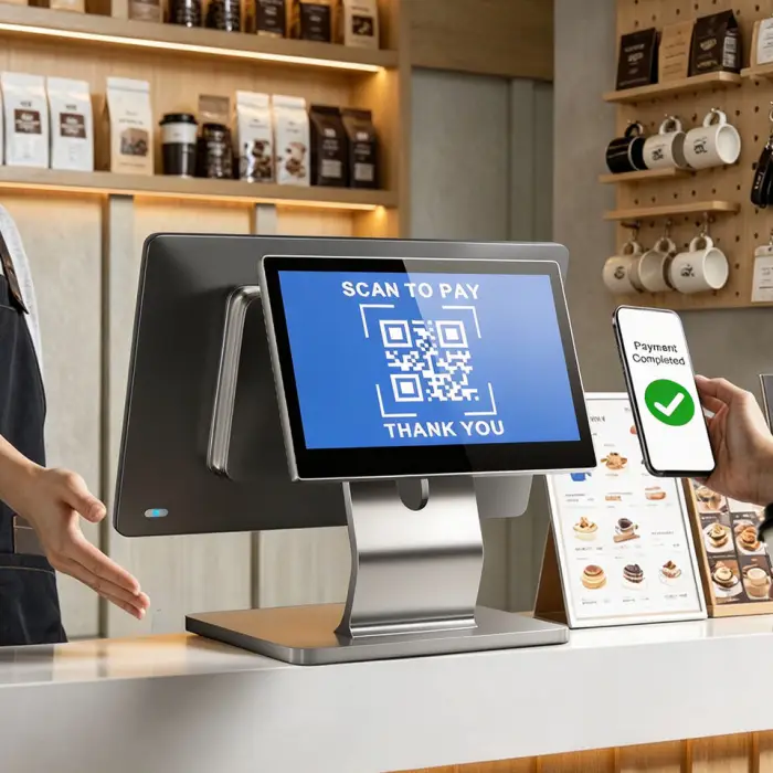 OEM Windows POS Terminal 15.6 Inch All-in-One Ultra Thin Aluminum Body Dual Screen for Supermarket Modern Design POS System — image 3