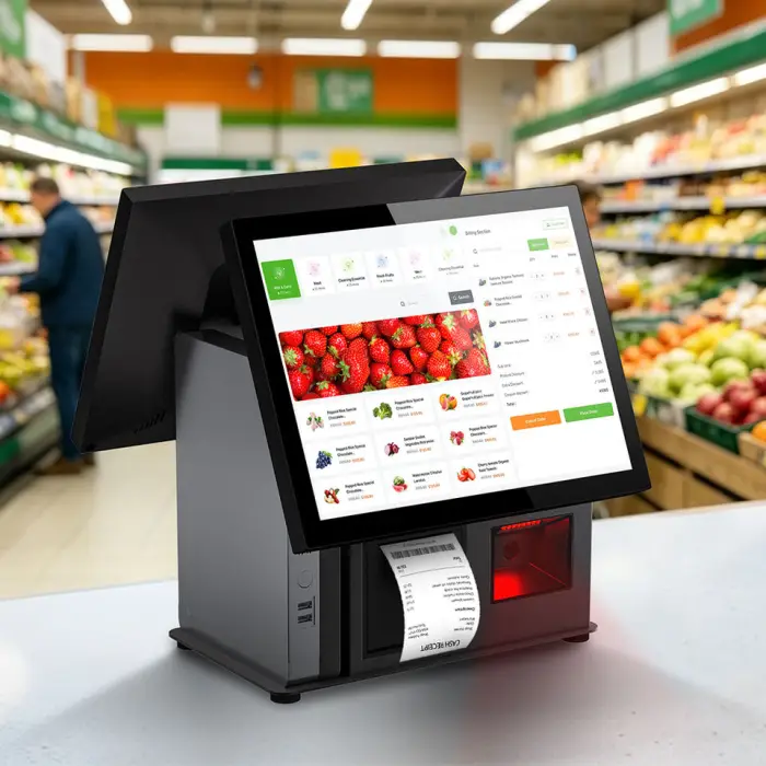 15.6 Inch POS System All in One POS Terminal Integrated Printer Scanner Support Win10 Win11 for Retail Cash Register — image 3