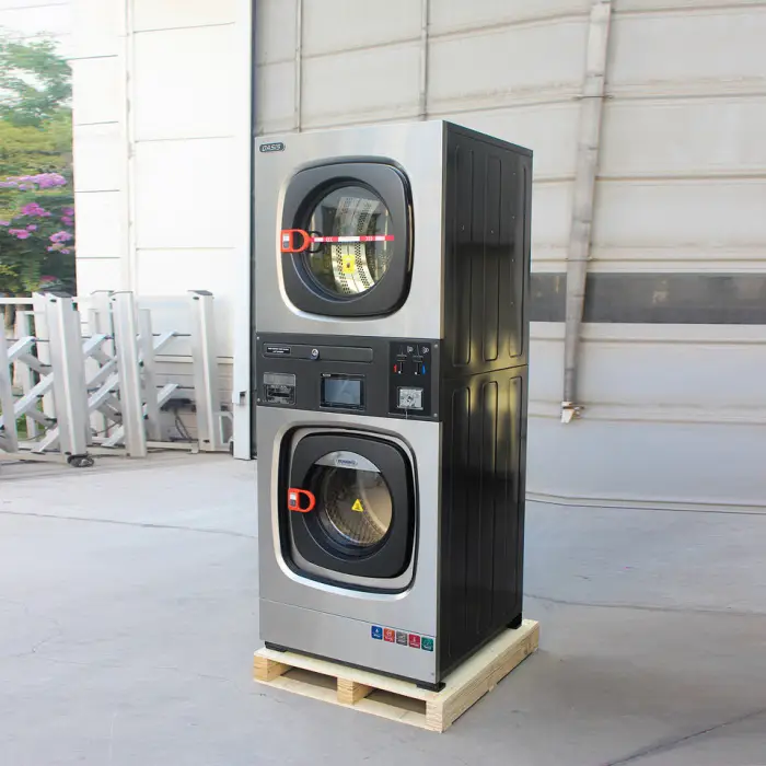 Oasis 10kg Stainless Steel Fully Automatic Gas Dryer Washer Combo 2-way Inner Drum Cold Water Cleaning LED Commercial Laundry — image 4