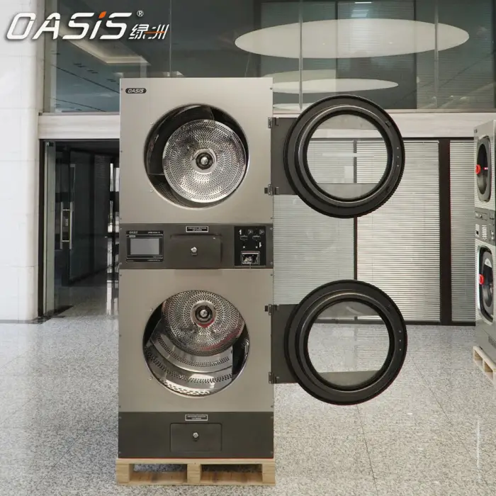 Oasis 2*20kg Stacked Dryer Automatic Energy Efficient Commercial Laundry Machine for Hotel Self-service Laundry Shop — image 6
