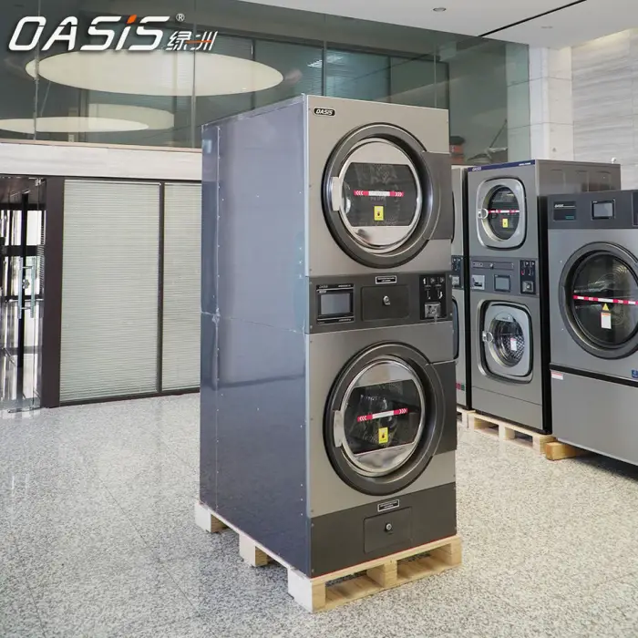 Oasis 2*20kg Stacked Dryer Automatic Energy Efficient Commercial Laundry Machine for Hotel Self-service Laundry Shop — image 7