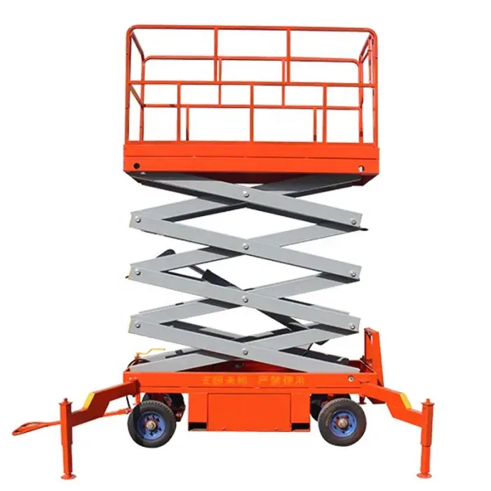 Mobile Hydraulic Scissor Lift Table Guard Rails Man Lift Machine Lifting — image 2