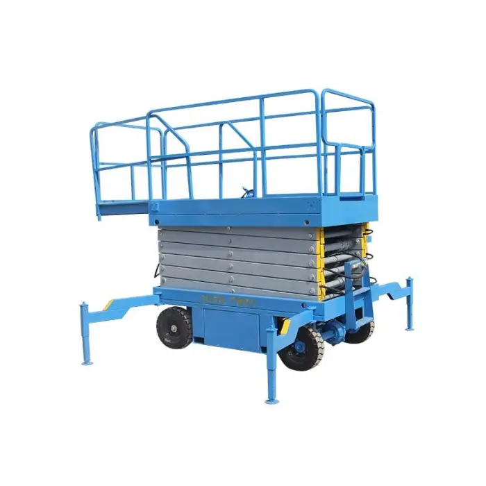 Mobile Hydraulic Scissor Lift Table Guard Rails Man Lift Machine Lifting — image 4