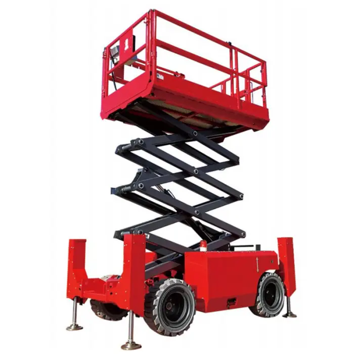 4~18m Nifty Haulotte Japan Kubota Diesel Engine Off Road Big Wheel Rough Terrain Hydraulic Scissor Lift Aerial Man Lift Platform — image 2
