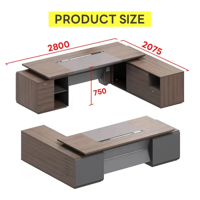 Modern l shape desk CEO executive office desk luxury office furniture Manager table office boss desk escritorios de oficina — image 4