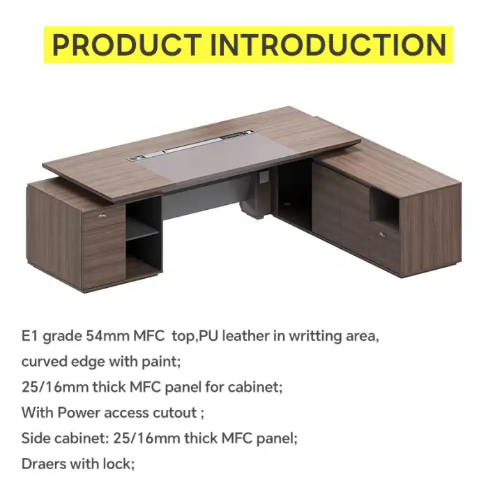 Modern l shape desk CEO executive office desk luxury office furniture Manager table office boss desk escritorios de oficina — image 5
