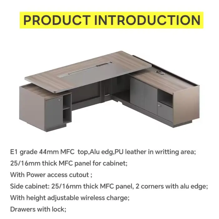 Wholesales Computer Desk with Drawers Modern boss Table for Office Set Modern Office CEO Desk Luxury L Shape Desk Furniture — image 4