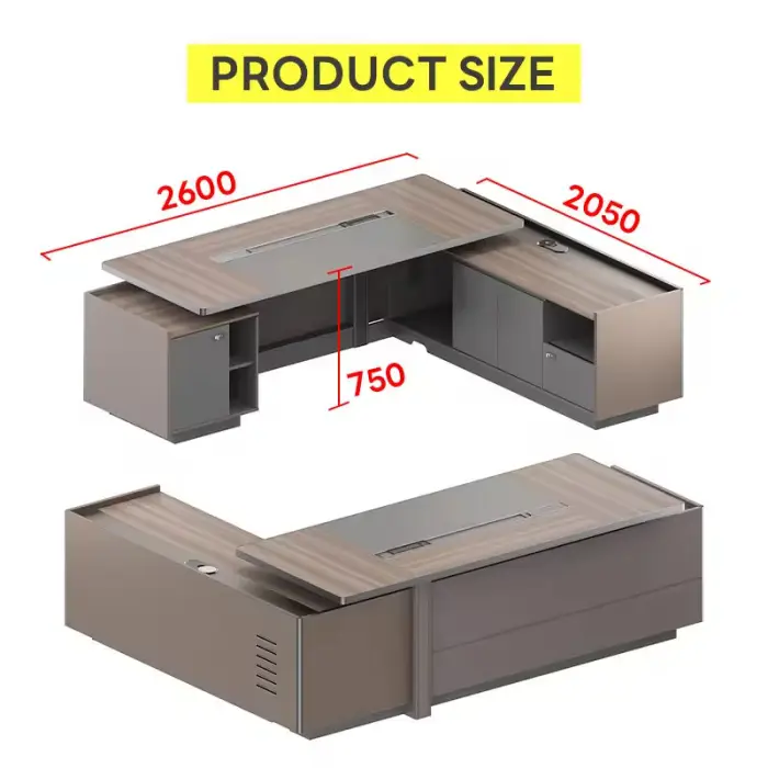 Wholesales Computer Desk with Drawers Modern boss Table for Office Set Modern Office CEO Desk Luxury L Shape Desk Furniture — image 5
