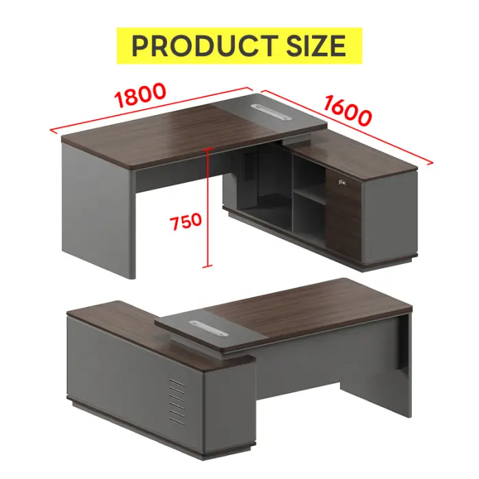 Ceo Luxury Modern L Shaped Executive Office Table Boss Office Furniture Wooden Desks computer Office desk Manager Table Desk — image 3