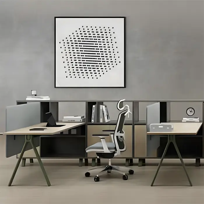 Office Furniture set escritorios de oficina wooden table office cabinet CEO l shape office desk with ergonomic adjustable chair — image 3