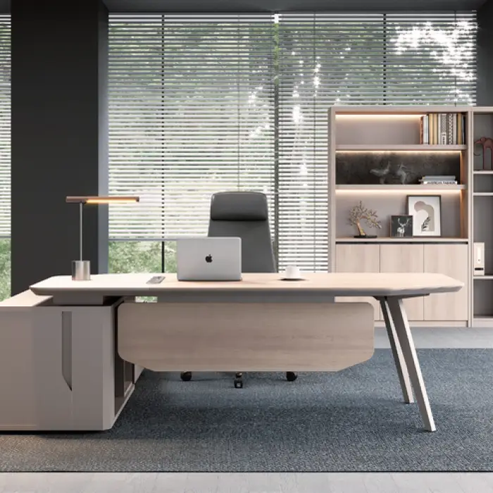 ICON Wooden furniture office table escritorios de oficina custom l shape desk Modern Boss CEO computer executive office desk — image 3