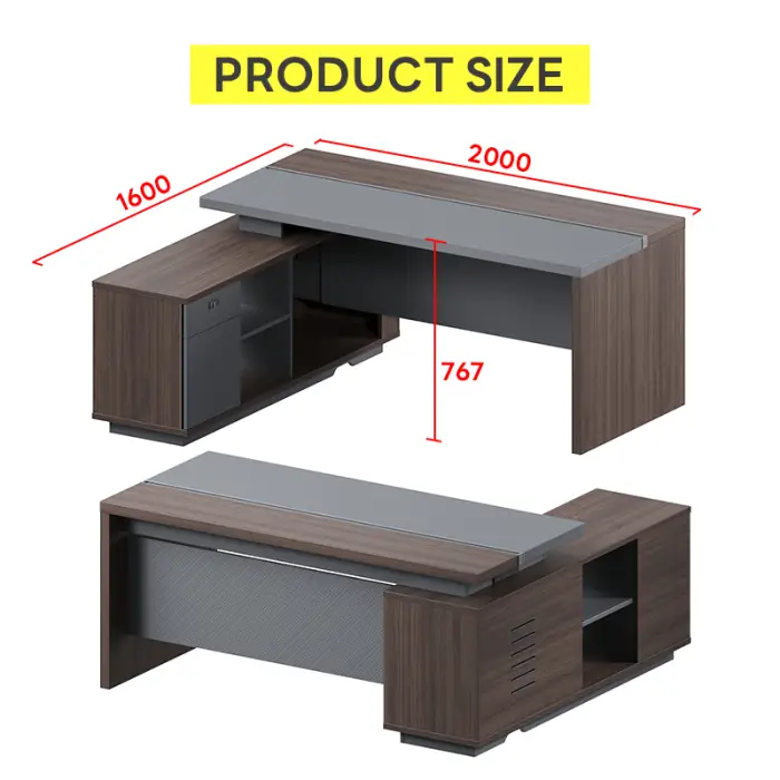 Boss CEO Luxury Executive Wooden Panel Desk-Modern Modular Extendable Office Desk for Commercial Use — image 3