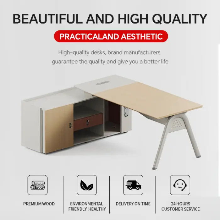 New Design Luxury Ceo Office Desk Manager Wooden Executive Modern for Office Furniture Bureau De Travail — image 3