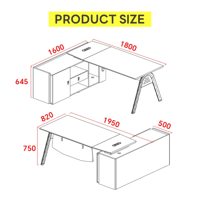 New Design Luxury Ceo Office Desk Manager Wooden Executive Modern for Office Furniture Bureau De Travail — image 4