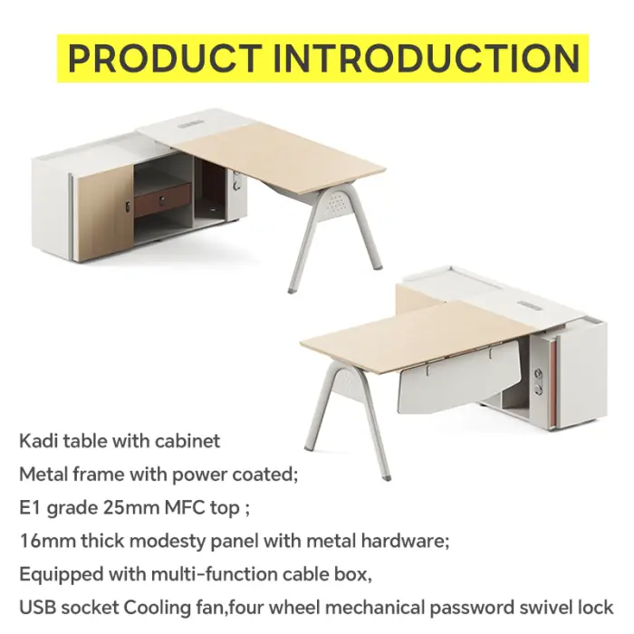 New Design Luxury Ceo Office Desk Manager Wooden Executive Modern for Office Furniture Bureau De Travail — image 5
