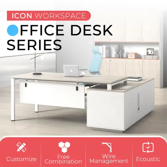Smart Office Manager Boss Ceo Table Electric Height Adjustable L Shaped Executive Sit Stand Desk Stainless Steel Leg — image 6
