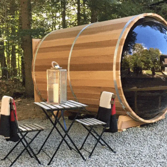 Outdoor Panoramic 6 Person Red Cedar Wooden Barrel Sauna Room — image 6