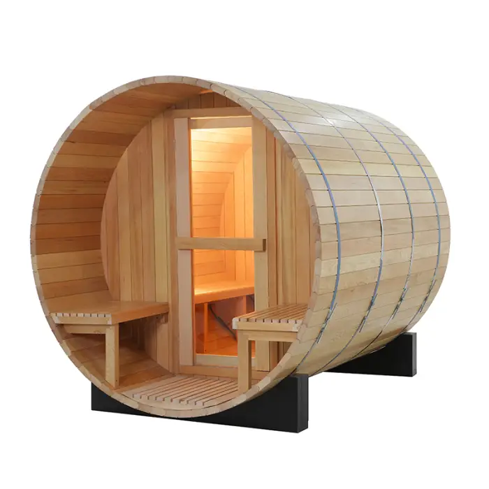 Canadian Red Cedar Outdoor Sauna Steam Room Large Barrel Sauna Cedar Sauna Room — image 3