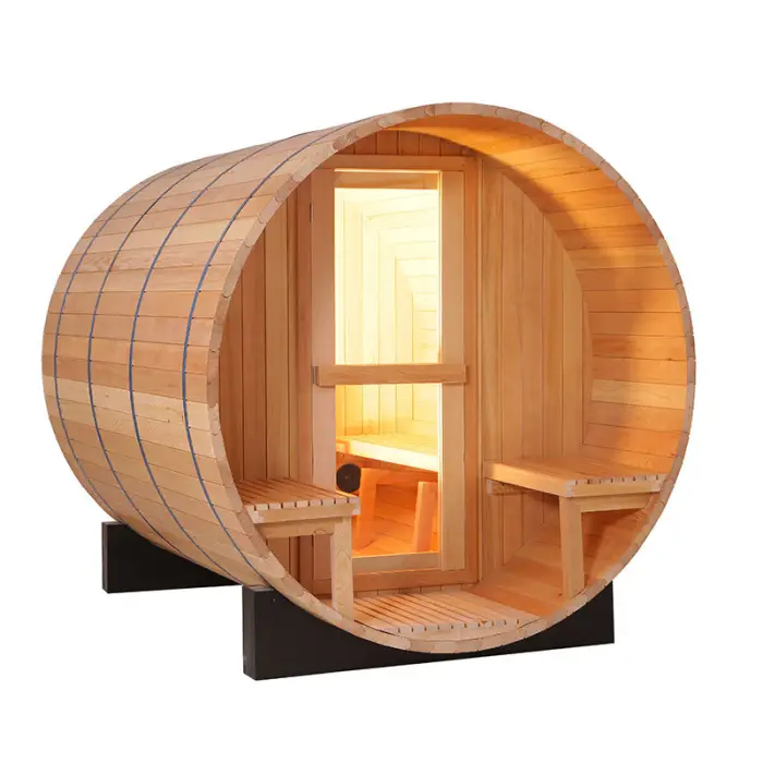 Canadian Red Cedar Outdoor Sauna Steam Room Large Barrel Sauna Cedar Sauna Room — image 4