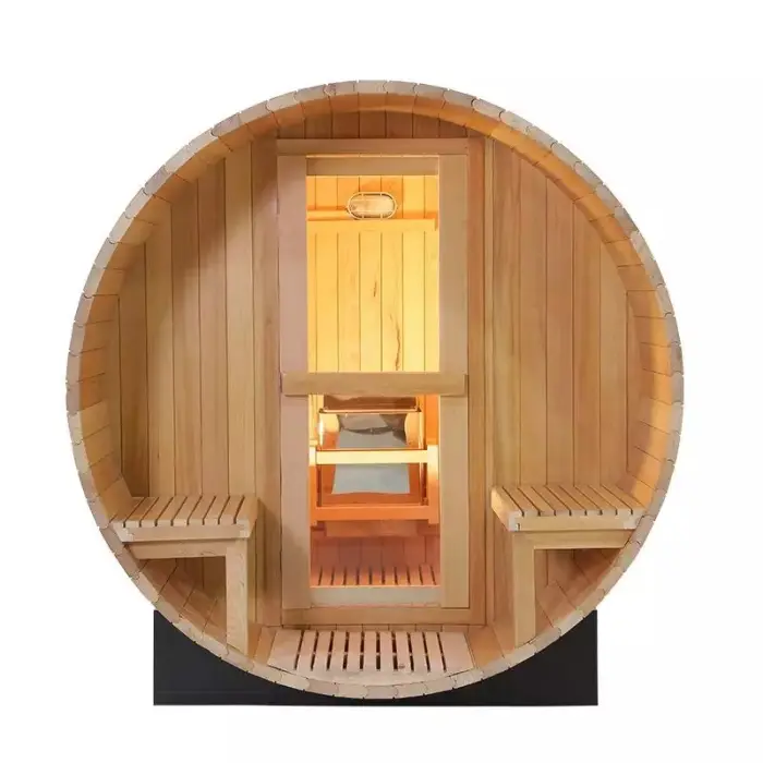 Canadian Red Cedar Outdoor Sauna Steam Room Large Barrel Sauna Cedar Sauna Room — image 6