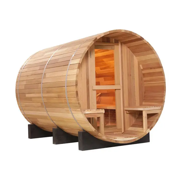Home Garden Wooden Steam Sauna Room Solid Wood Outdoor 6 Person Barrel Sauna — image 3