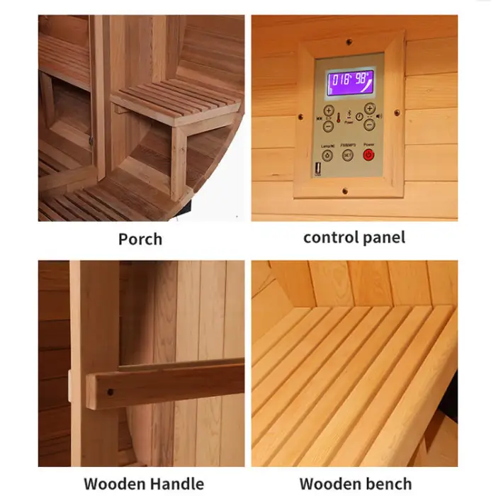 Home Garden Wooden Steam Sauna Room Solid Wood Outdoor 6 Person Barrel Sauna — image 5