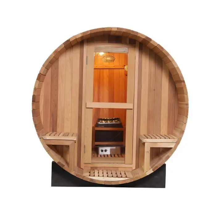 1800*1800MM Wooden Traditional 2-3 Person Barrel Sauna Outdoor Sauna Room Canadian Hemlock/Red Cedar Sauna Room — image 5
