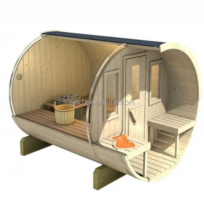 1800*1800MM Wooden Traditional 2-3 Person Barrel Sauna Outdoor Sauna Room Canadian Hemlock/Red Cedar Sauna Room — image 7